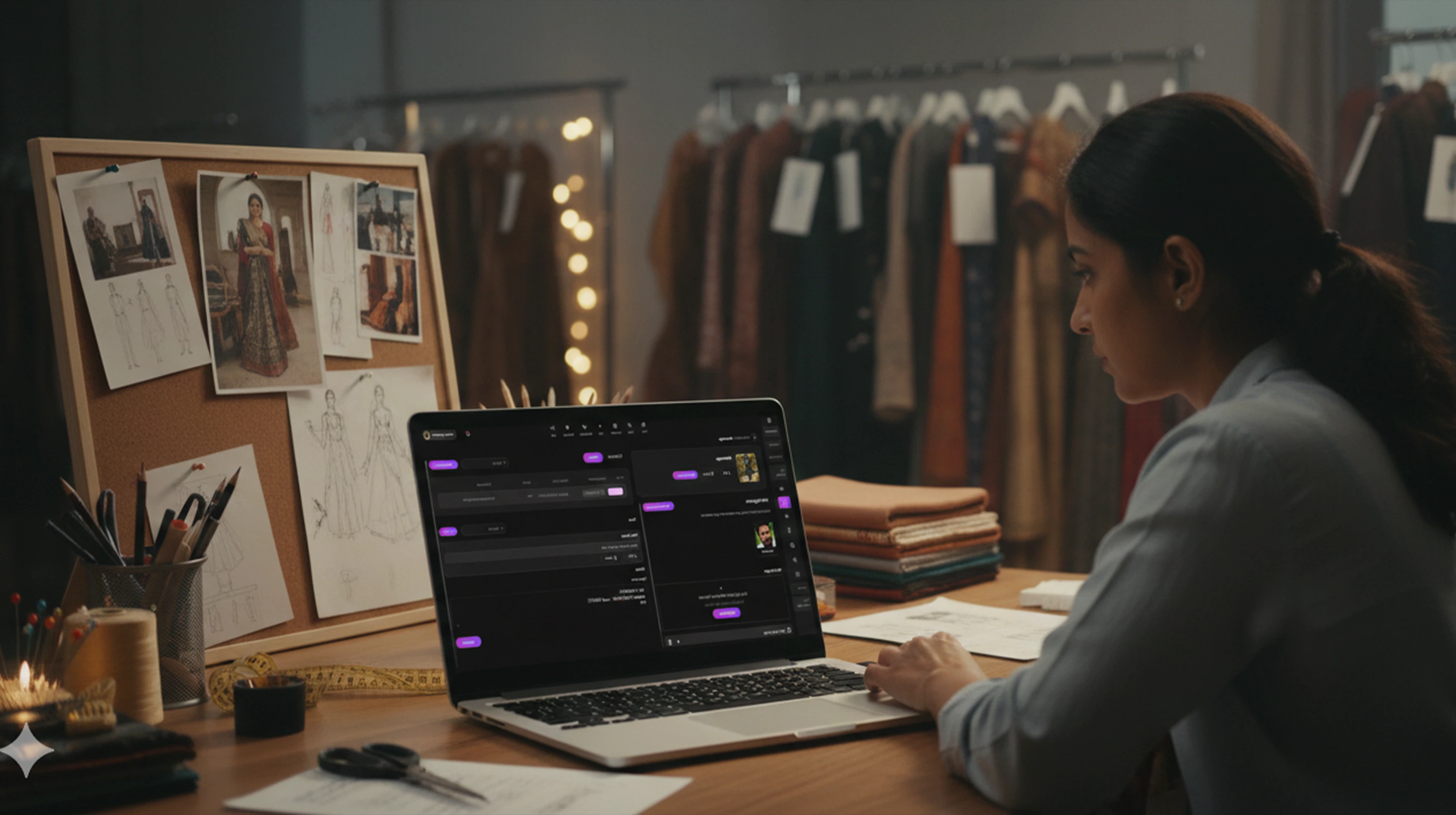 Department-specific production workflow on laptop