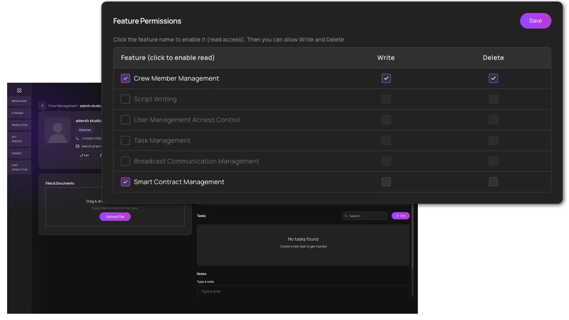 Connected film production workflow