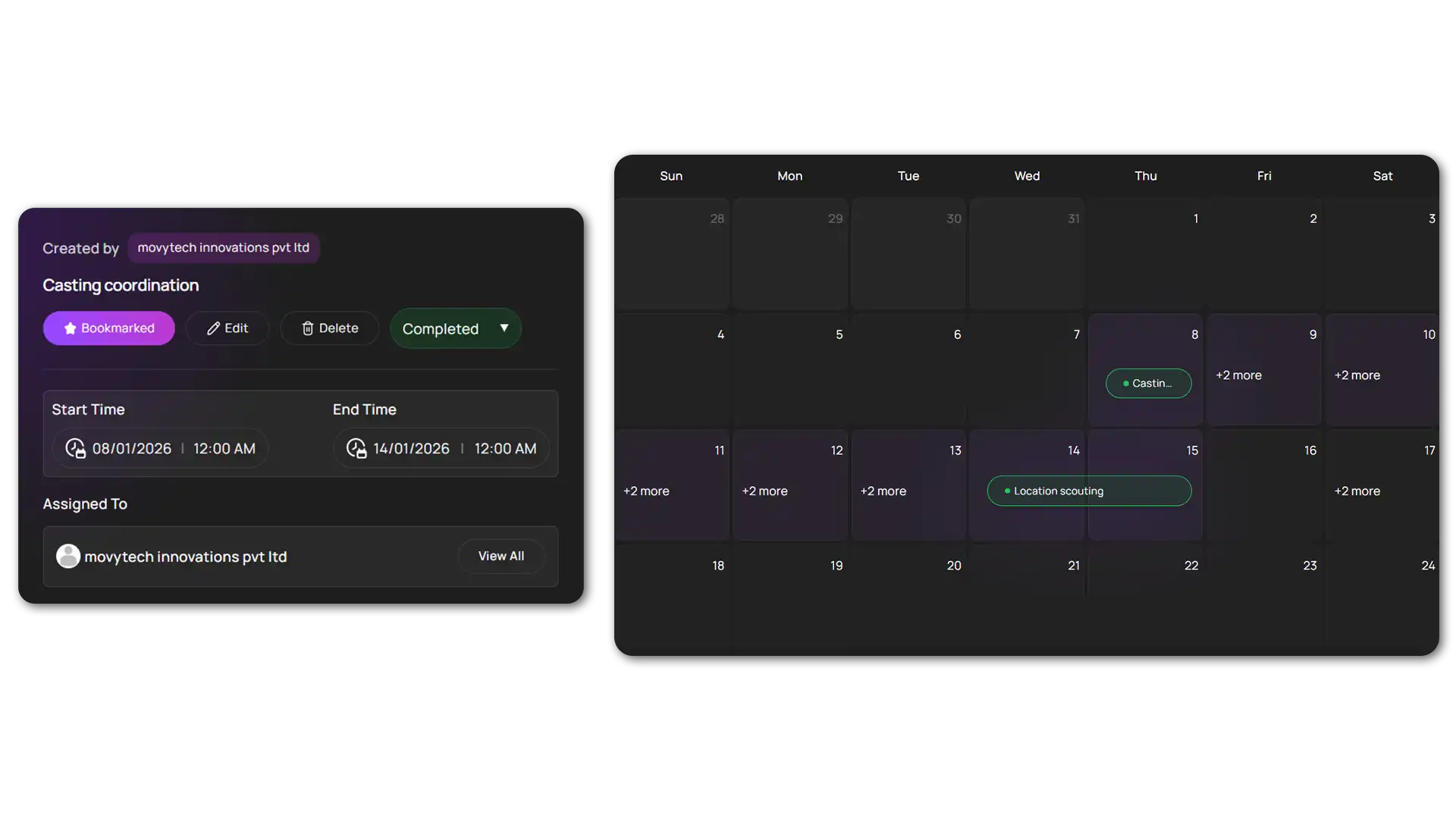 Connected production task system